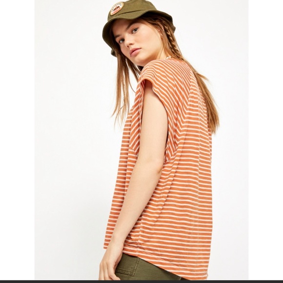 Free People Halo Stripe Knit Tee Copper Size Small - Picture 2 of 15
